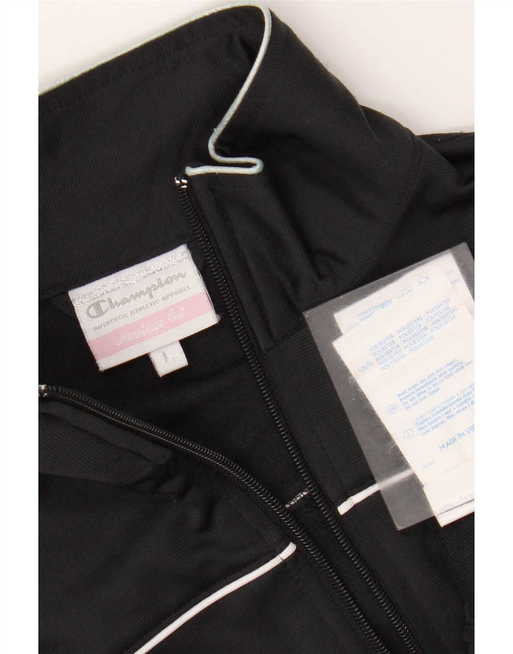 Champion Womens Heritage Fit Trainingsanzug Top Jacke UK 16 Large Schwarz