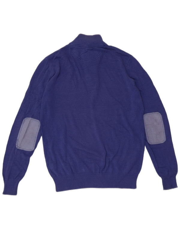 CREW CLOTHING Herren-Pullover mit Reißverschluss am Hals, Größe S, Blau, Baumwolle