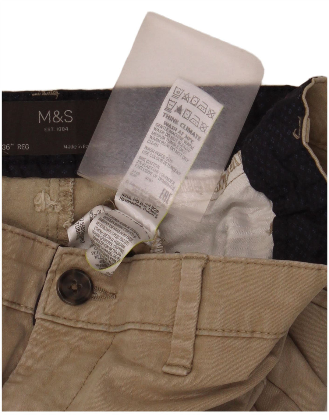 Marks & Spencer Herren Chinoshorts W36 Large Beige Baumwolle