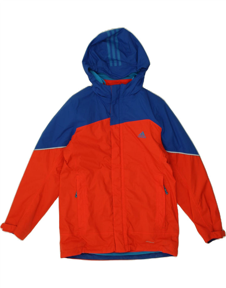 ADIDAS Boys Hooded Windbreaker Jacket 11-12 Years Red Colourblock Vintage Adidas and Second-Hand Adidas from Messina Hembry 