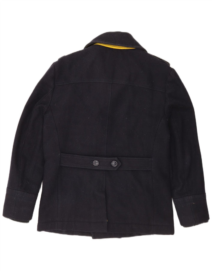 Superdry Herren Pea Coat UK 38 Mittelmarineblaue Wolle