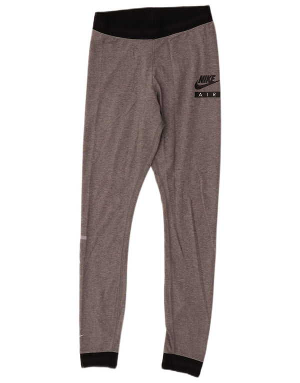 Nike Damen Leggings UK 10 Small Graue Colourblock-Baumwolle