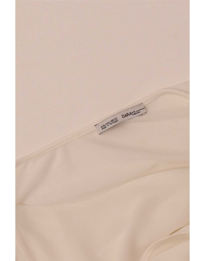 Zara Damen Langarm-Crop-Bluse-Top, Gr. 42, Größe L, Weiß