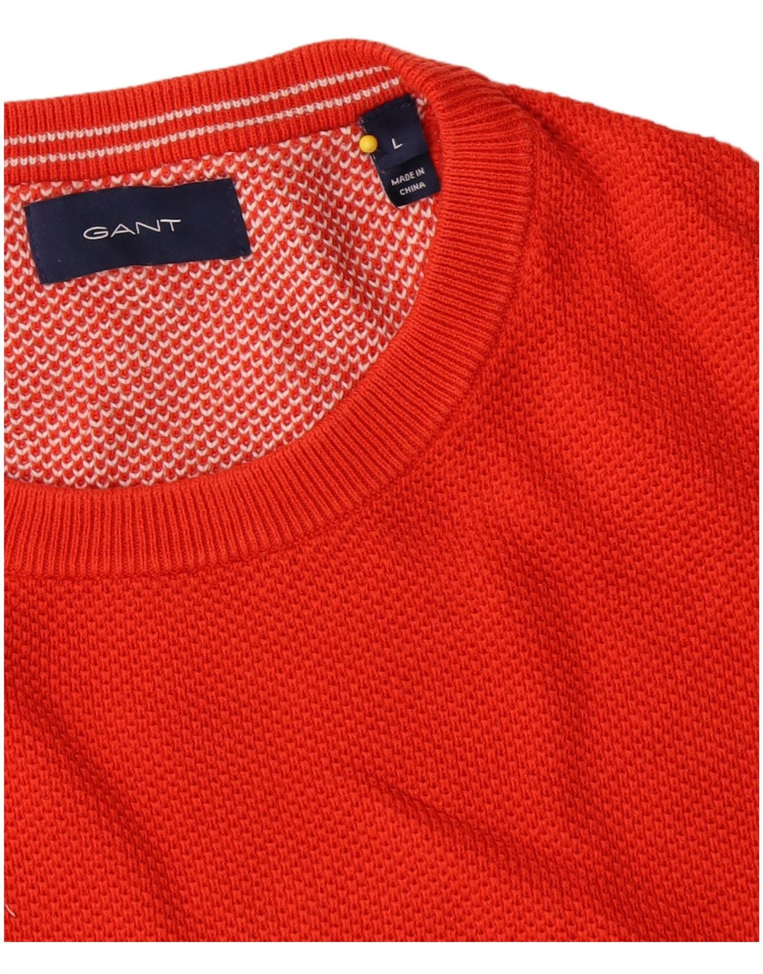 Gant Herren-Pullover mit Rundhalsausschnitt, groß, orangefarbene Baumwolle