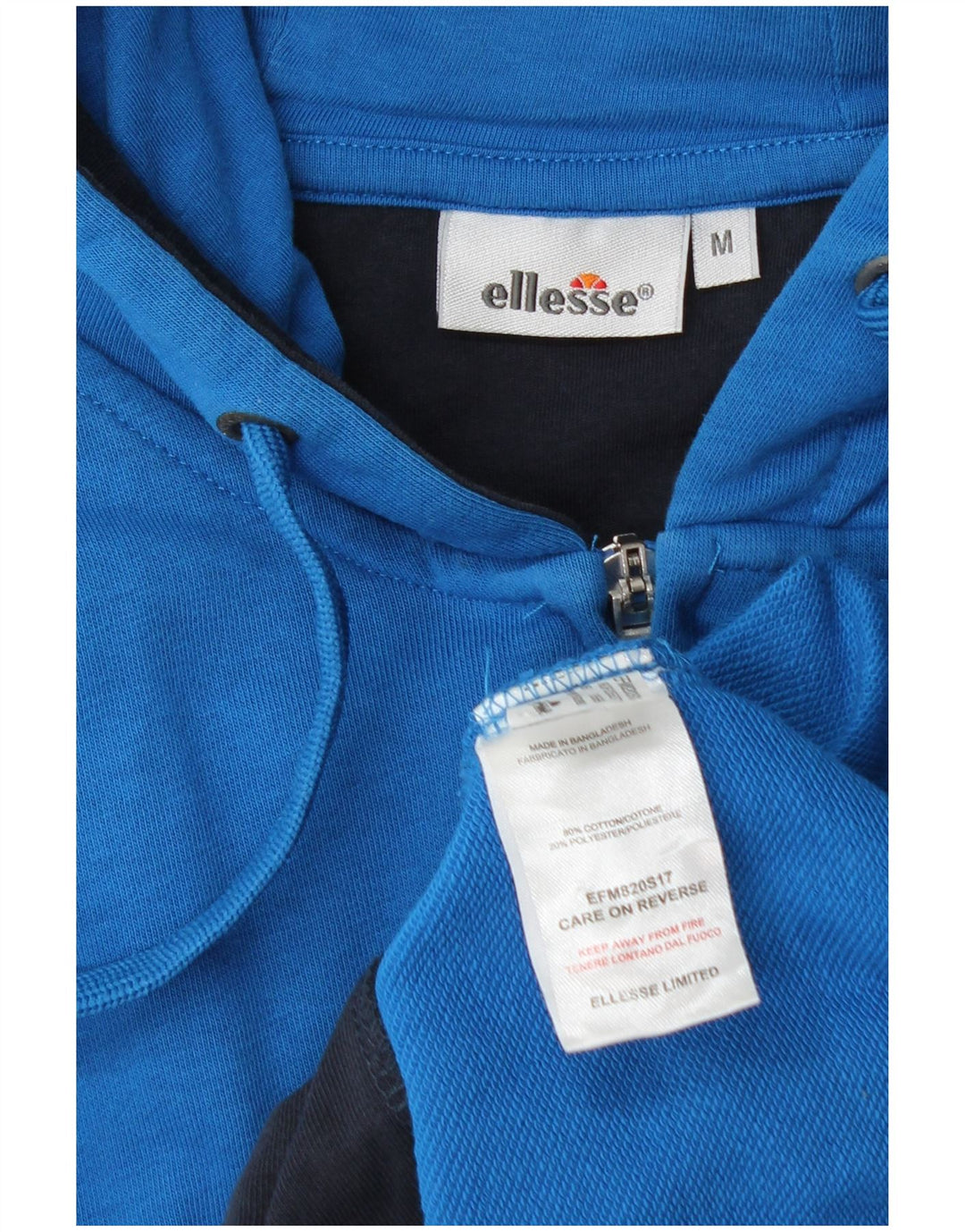 Ellesse Herren-Kapuzenpullover mit grafischem Reißverschluss, mittelblaue Baumwolle