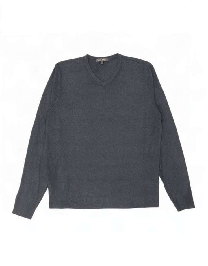 Marks & Spencer Herren-Pullover mit V-Ausschnitt, 2XL, graues Acryl