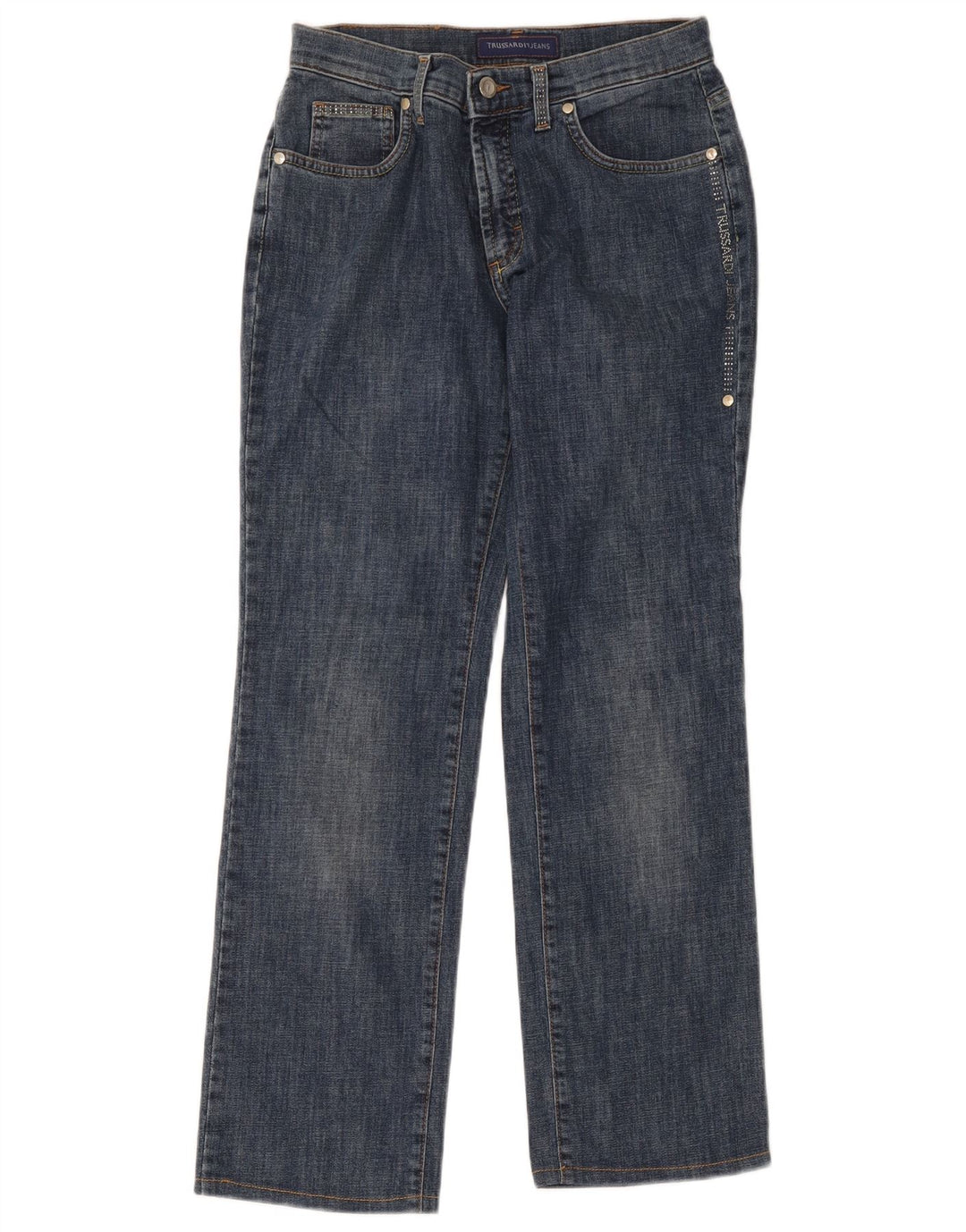 Trussardi Damen Straight Jeans W27 L27 Blaue Baumwolle