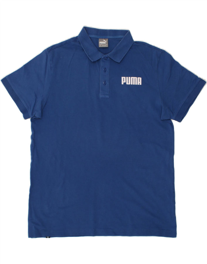PUMA Mens Graphic Polo Shirt Large Blue Cotton Vintage Puma and Second-Hand Puma from Messina Hembry 