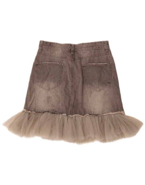 OVS Damen-Jeansrock im Used-Look, mittelgroß, W27, graue Baumwolle