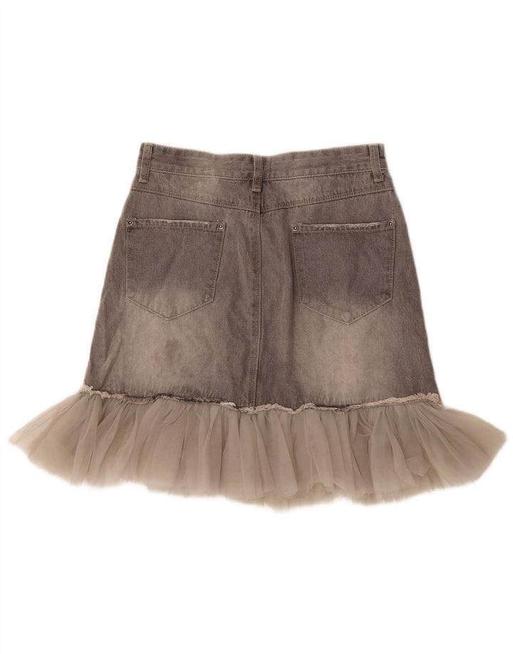 OVS Damen-Jeansrock im Used-Look, mittelgroß, W27, graue Baumwolle