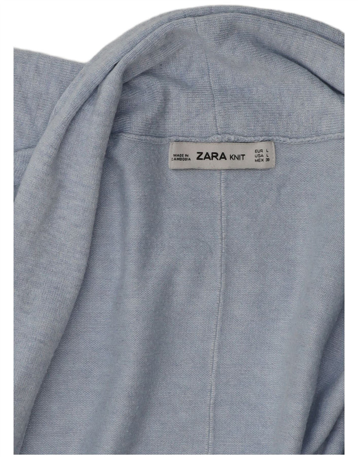 Zara Damen Longline Open Cardigan Pullover UK 16 Large Blau