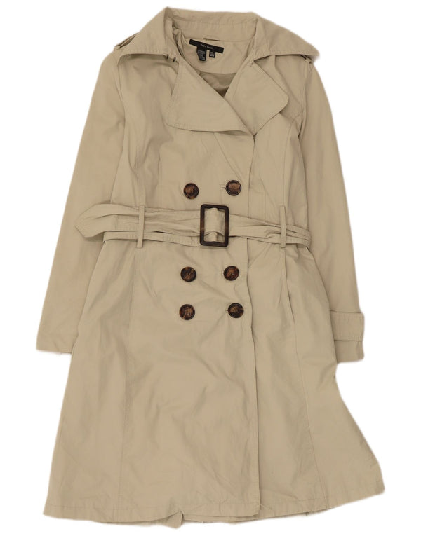Zara Damen Zweireihiger Trenchcoat UK 14 Large Beige Polyester