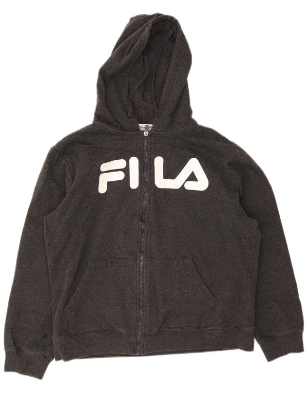 Fila Jungen-Kapuzenpullover mit grafischem Reißverschluss, 15–16 Jahre, graue Baumwolle