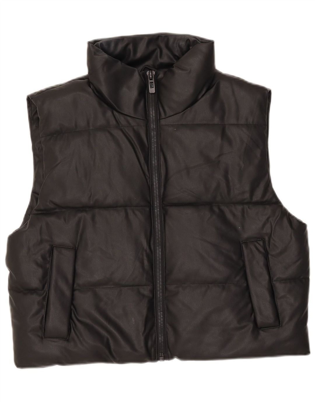 Zara Damen Wattierte Weste UK 14 Medium Schwarz Polyester