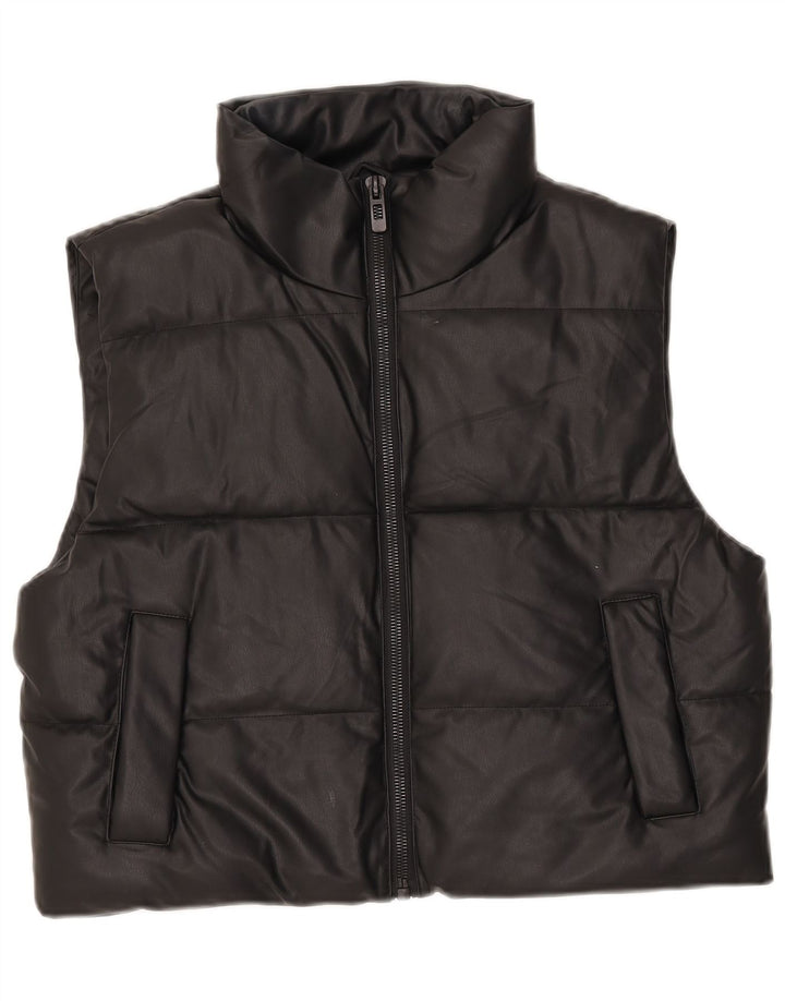 Zara Damen Wattierte Weste UK 14 Medium Schwarz Polyester