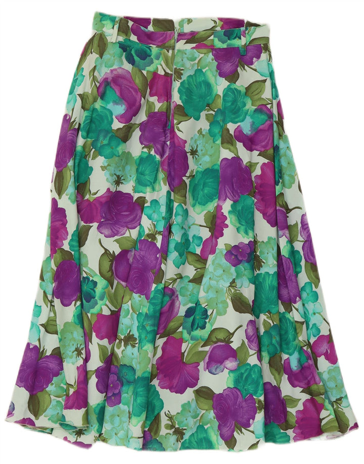Vintage Damen ausgestellter Rock W26 Kleines mehrfarbiges Blumenmuster