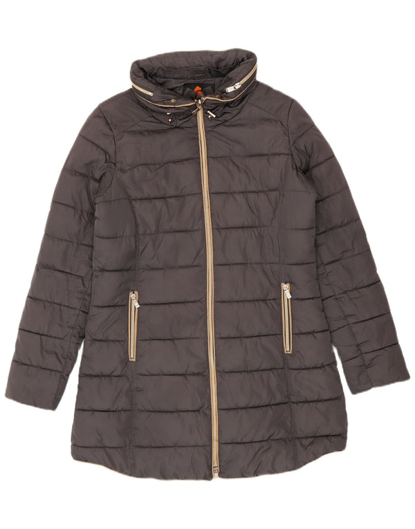 Peggy-Ho Wattierter Damenmantel mit Kapuze, UK 14, Mittelgrau, Polyester