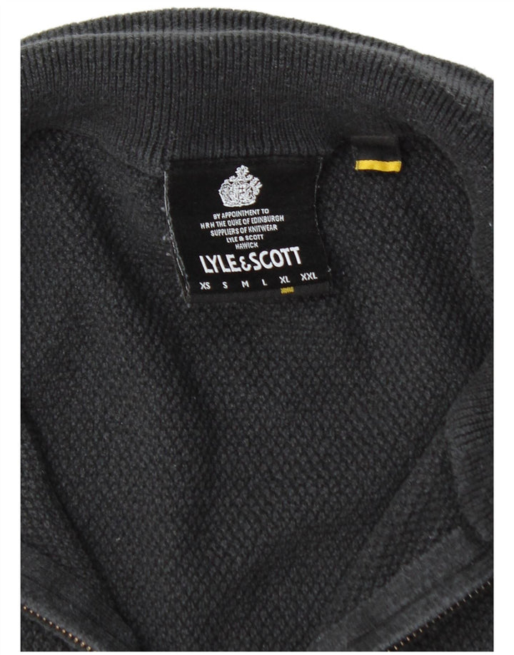 LYLE & SCOTT Mens Zip Neck Jumper Sweater XL Black Cotton