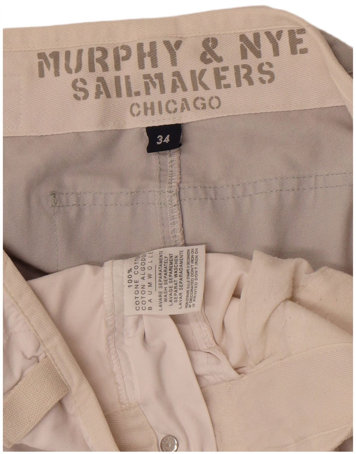 Murphy & Nye Herren Sailmakers Chino Shorts W34 Large Weiß Farbblock