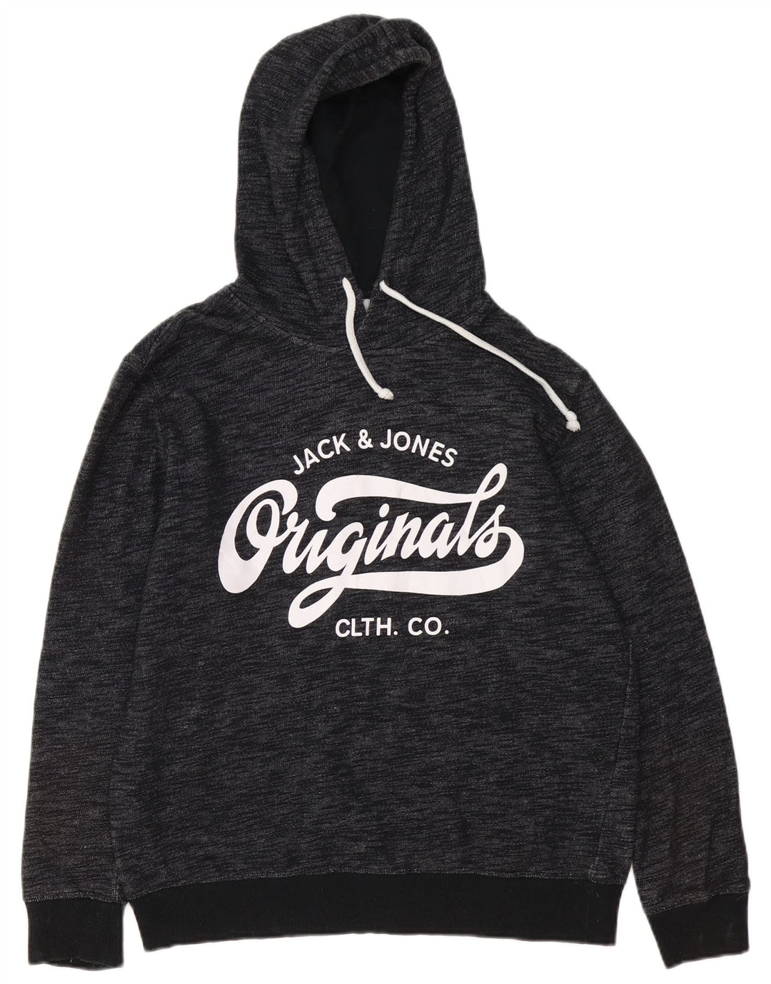 JACK & JONES Herren-Kapuzenpullover mit Grafik, groß, grau meliert, Polyester