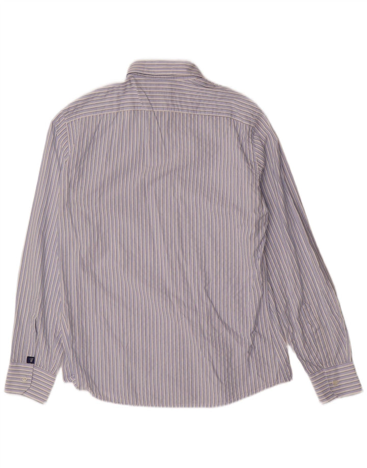 TRUSSARDI JEANS Herrenhemd mittelblau gestreift aus Baumwolle