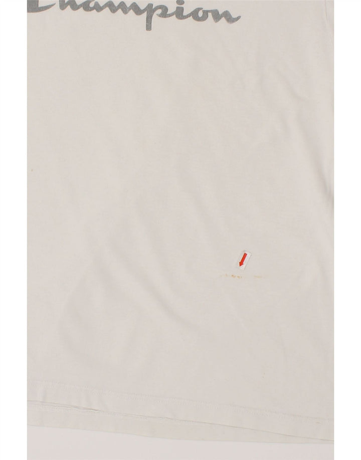 CHAMPION Womens Graphic T-Shirt Top UK 14 Medium White Cotton Vintage Champion and Second-Hand Champion from Messina Hembry 