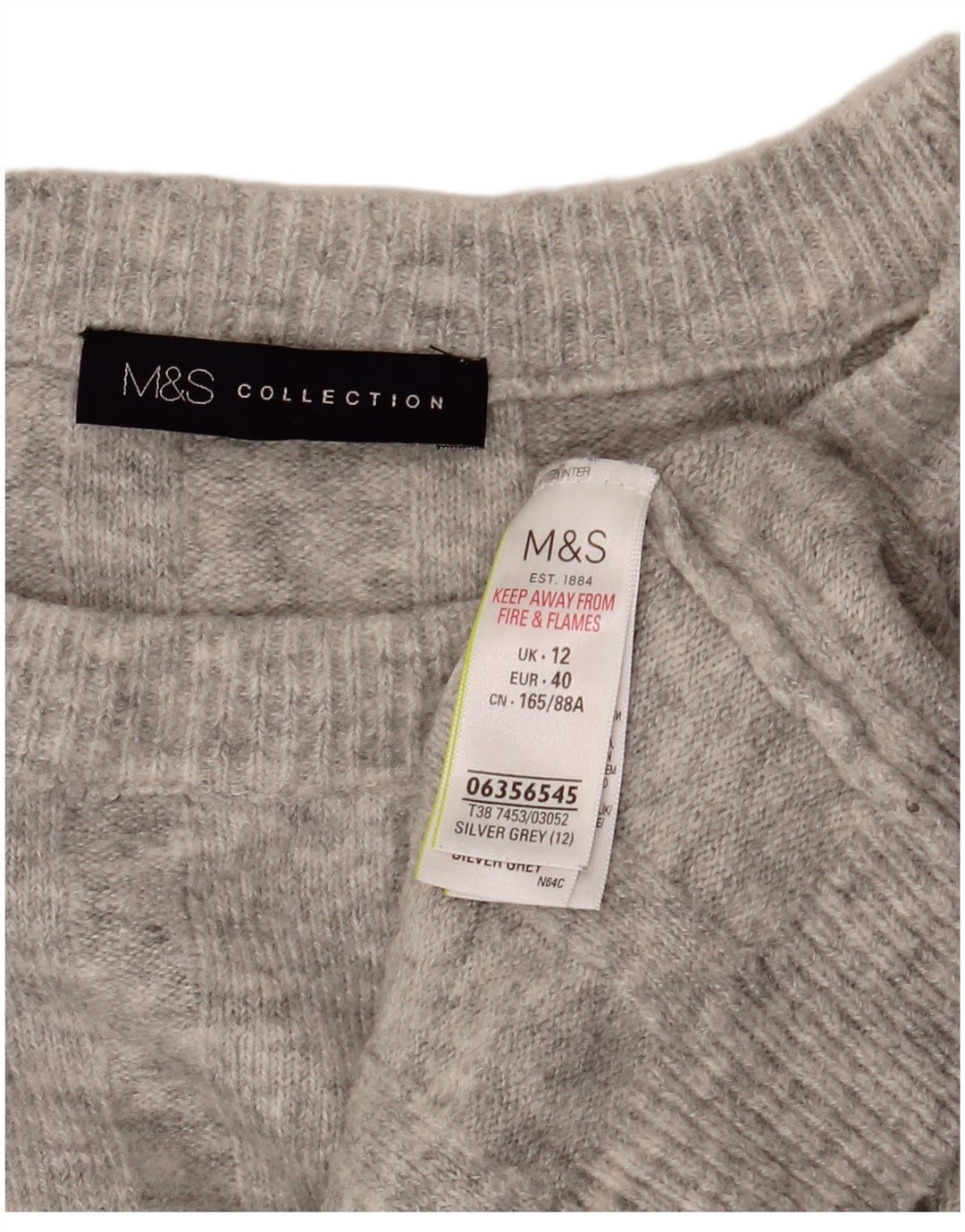 Marks & Spencer Damen Crop Crew Neck Pullover Pullover UK 12 Mittelgrau