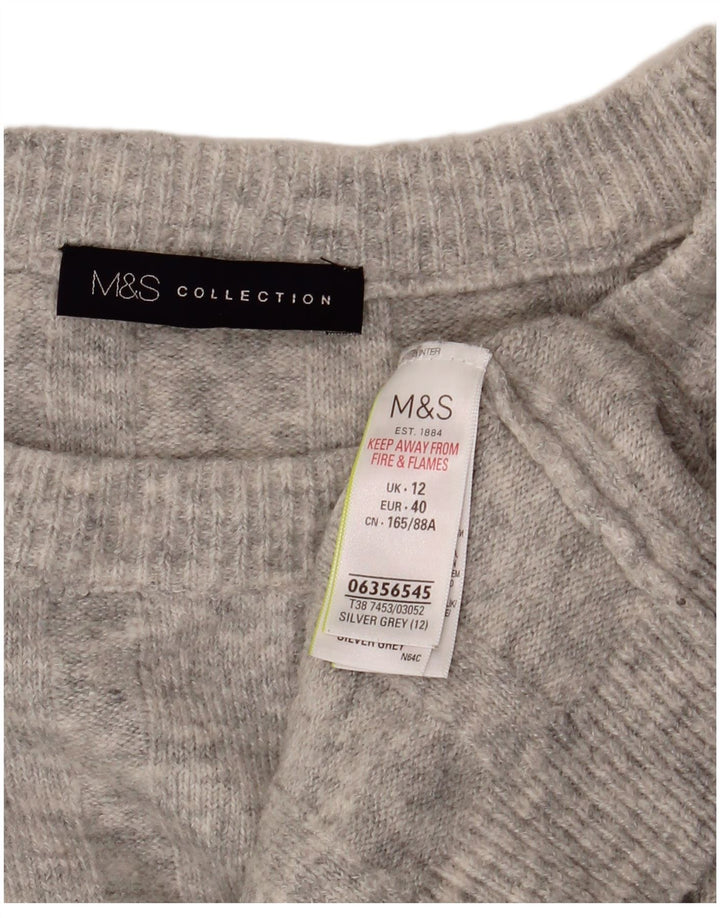 Marks & Spencer Damen Crop Crew Neck Pullover Pullover UK 12 Mittelgrau