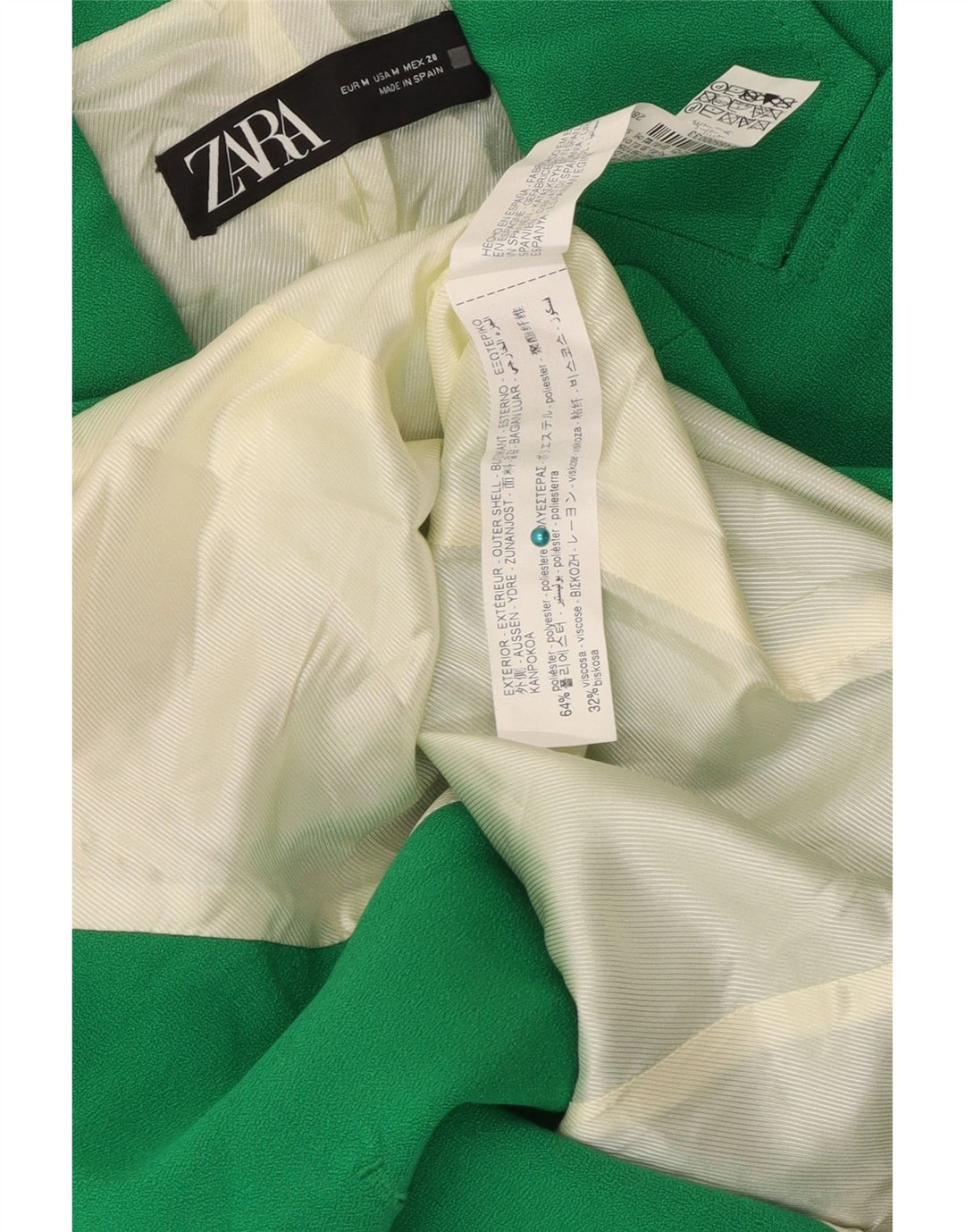 Zweireihiger Blazer für Damen von Zara, Größe UK 12, mittelgrün, Polyester