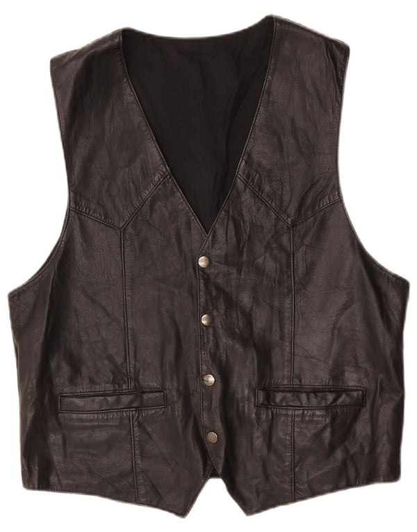 Vintage Herren Lederweste Medium Schwarz