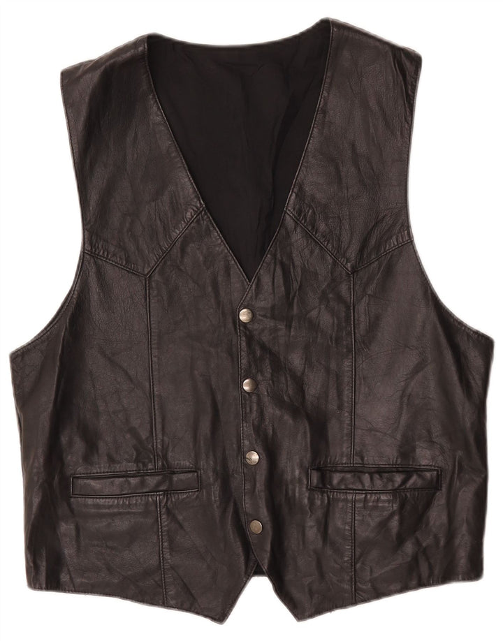 Vintage Herren Lederweste Medium Schwarz