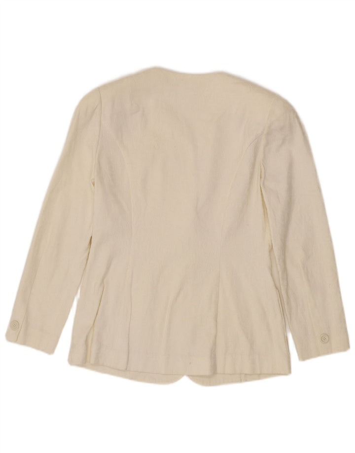 Jun Ashida Damen-Blazer mit 1 Knopf, Gr. 10, klein, gebrochenes Weiß, geometrisch