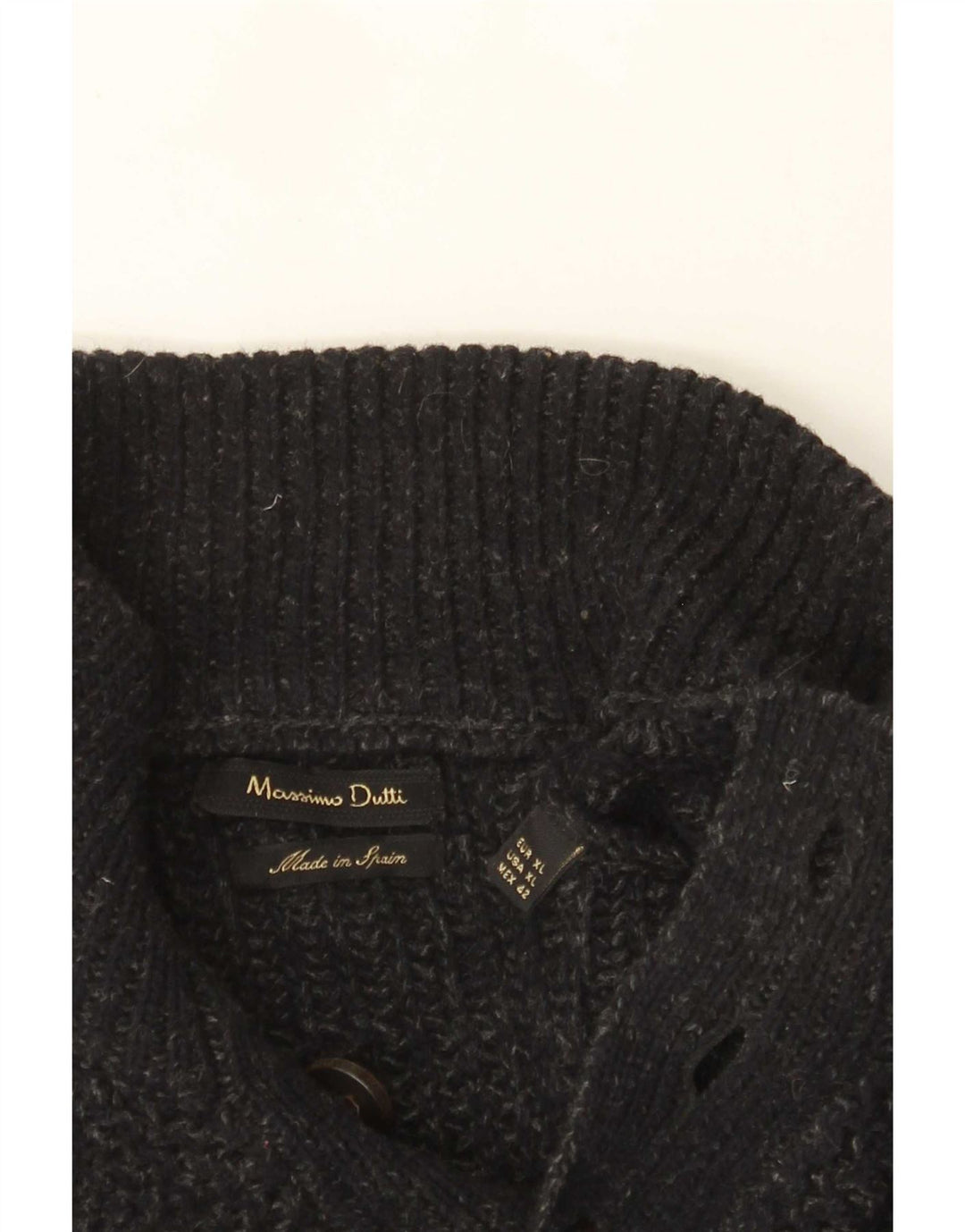 Massimo Dutti Herren-Pullover mit Knopfkragen, XL, Grau meliert