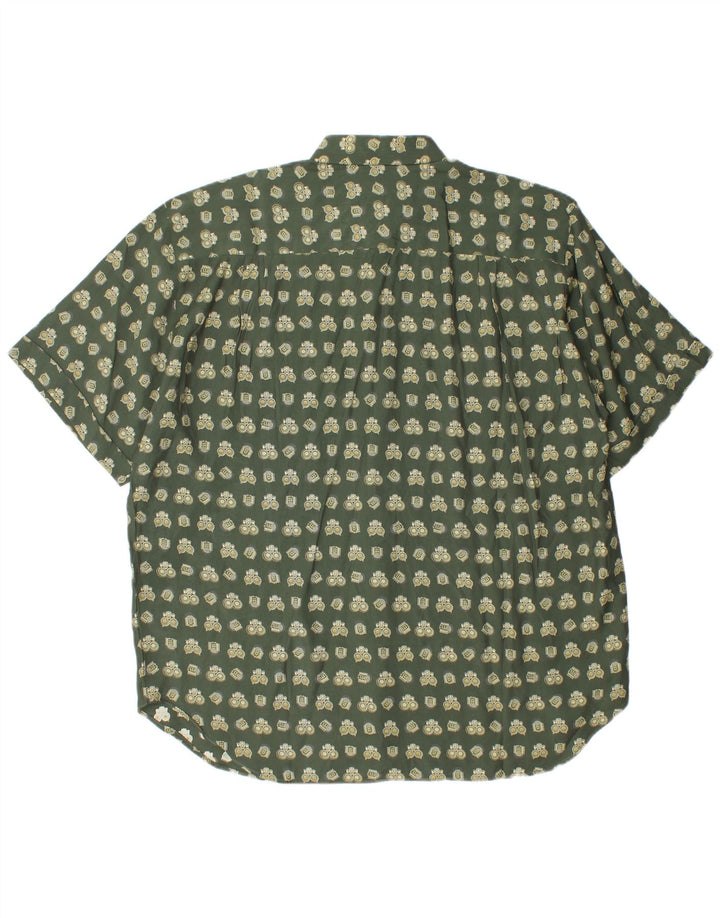 Vintage Damen Übergroßes Hemd mit abstraktem Muster, UK 16, groß, grün, geometrisch