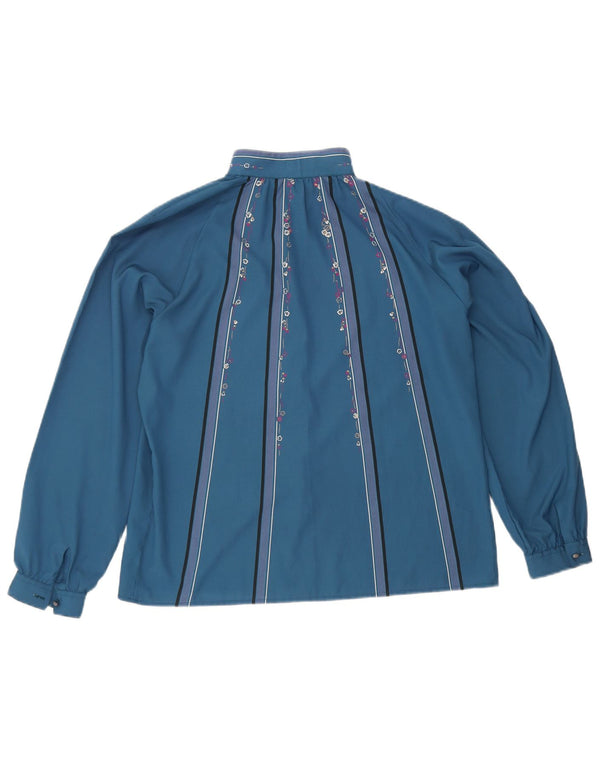 Vintage Damen Hemdbluse IT 44 Mittelblaues florales Polyester