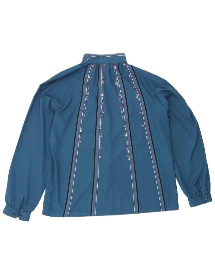Vintage Damen Hemdbluse IT 44 Mittelblaues florales Polyester