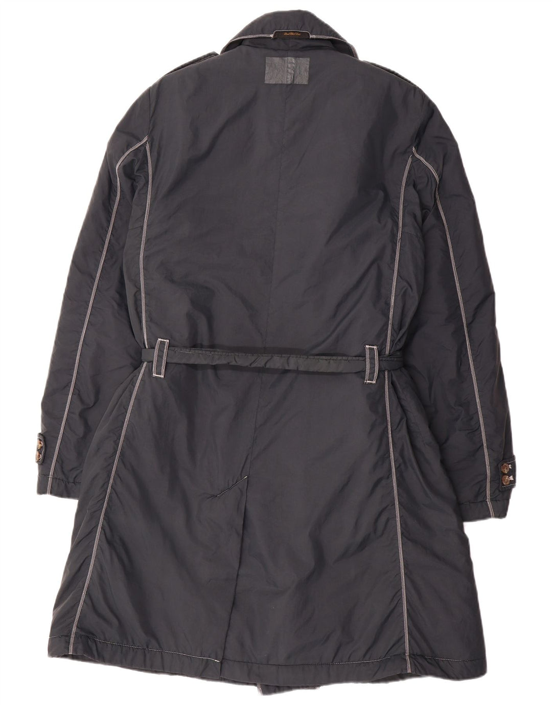 DIESEL Herren Zweireihiger Trenchcoat UK 36 Small Marineblaues Nylon