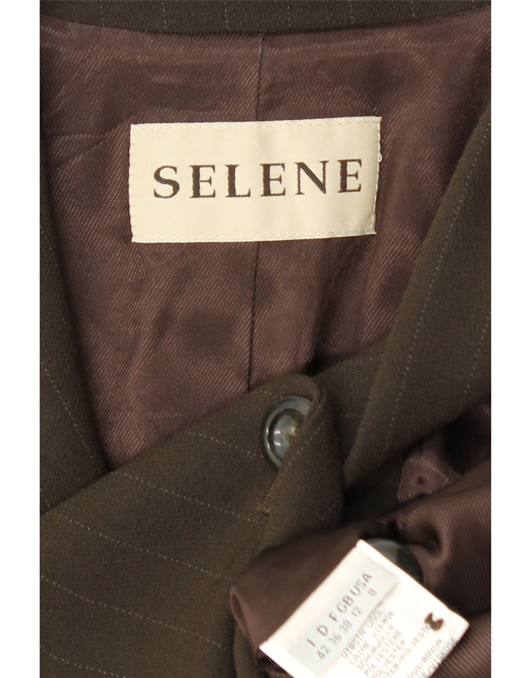 Selene Damen-Blazer mit 3 Knöpfen, UK 12, mittelbraun, Nadelstreifen