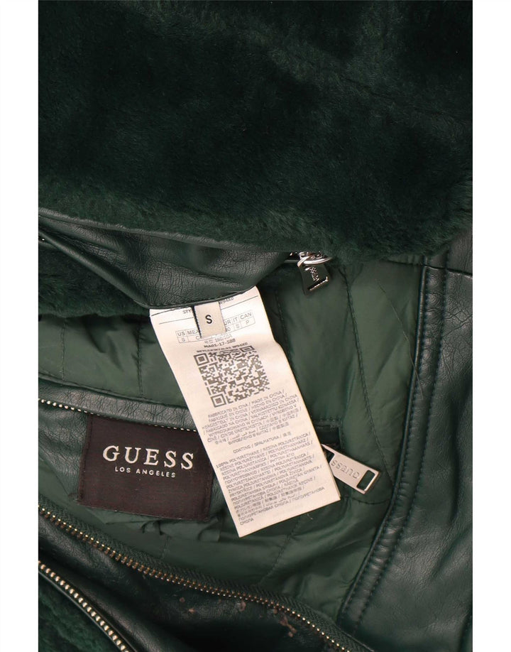 Guess Damen Reversible Wattierte Jacke UK 10 Small Grün Polyurethan