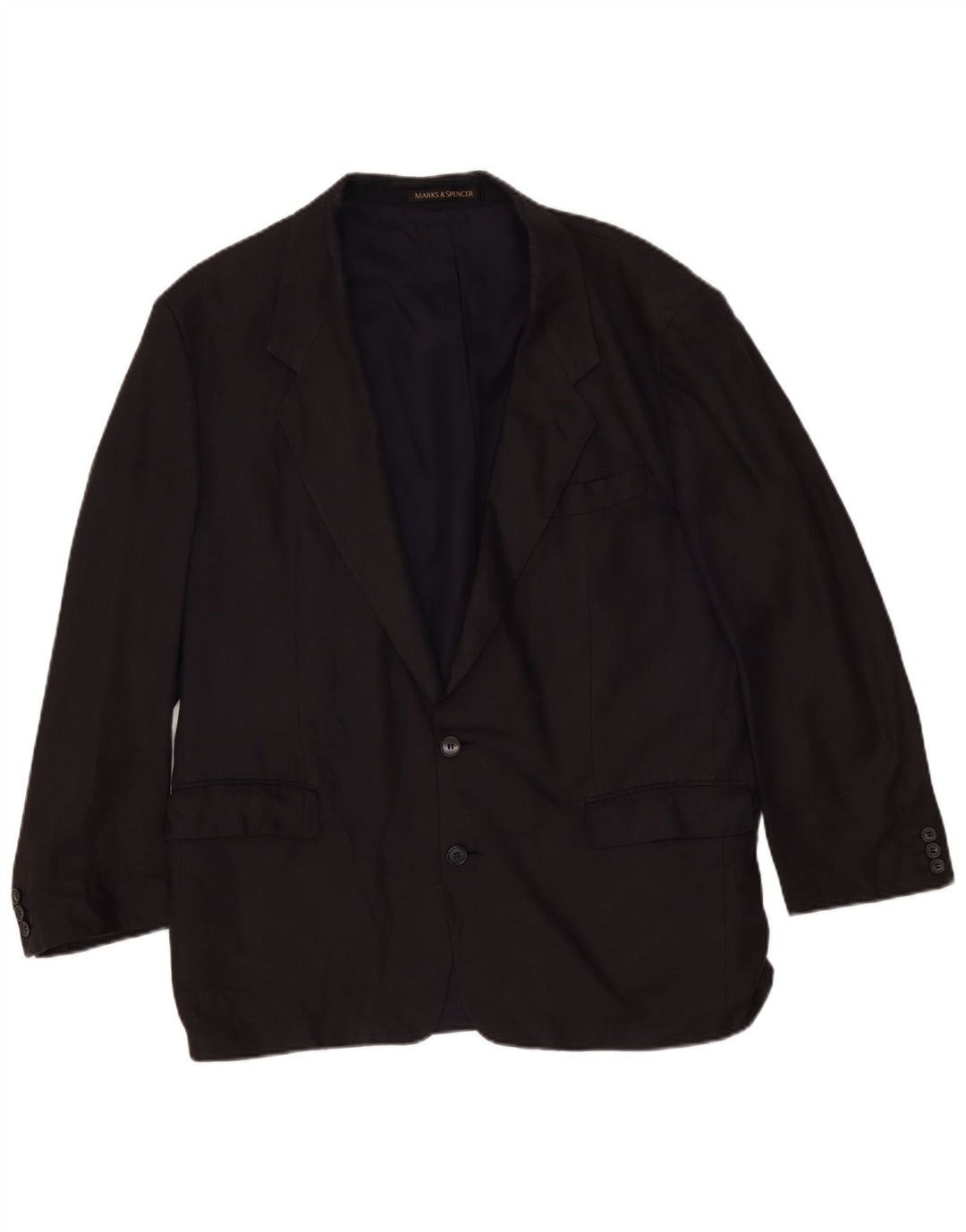 Marks & Spencer Herren-Blazer mit 2 Knöpfen, Gr. 44, XL, Schwarz, Leinen, klassisch
