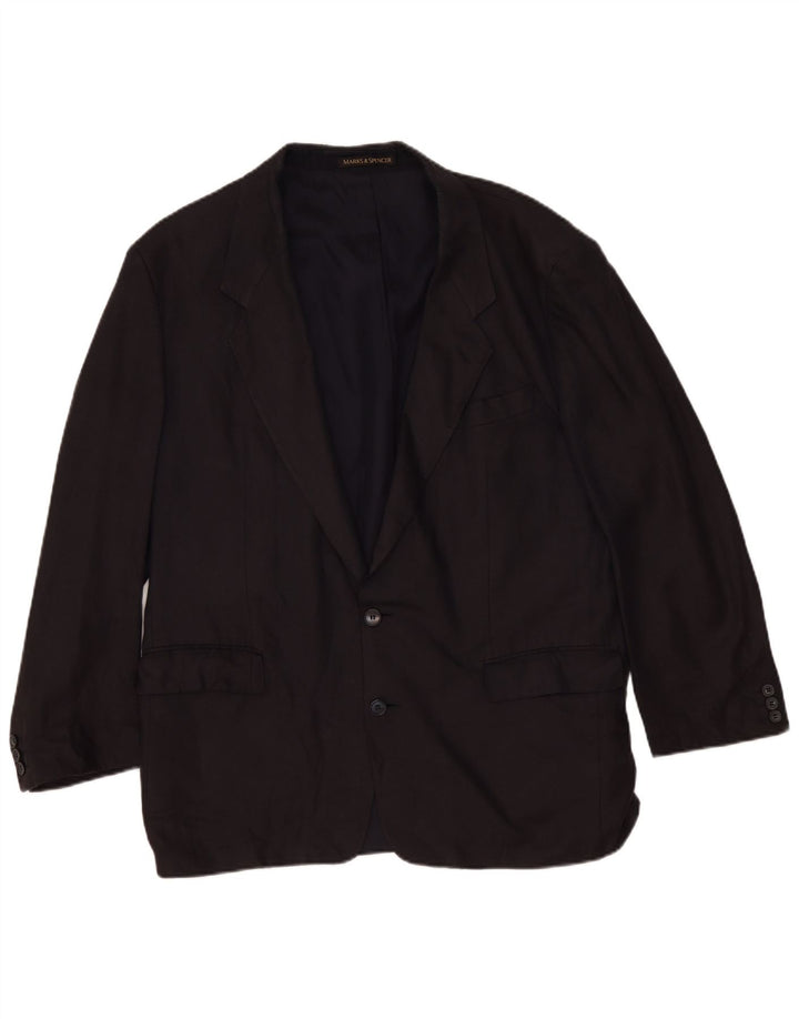 Marks & Spencer Herren-Blazer mit 2 Knöpfen, Gr. 44, XL, Schwarz, Leinen, klassisch