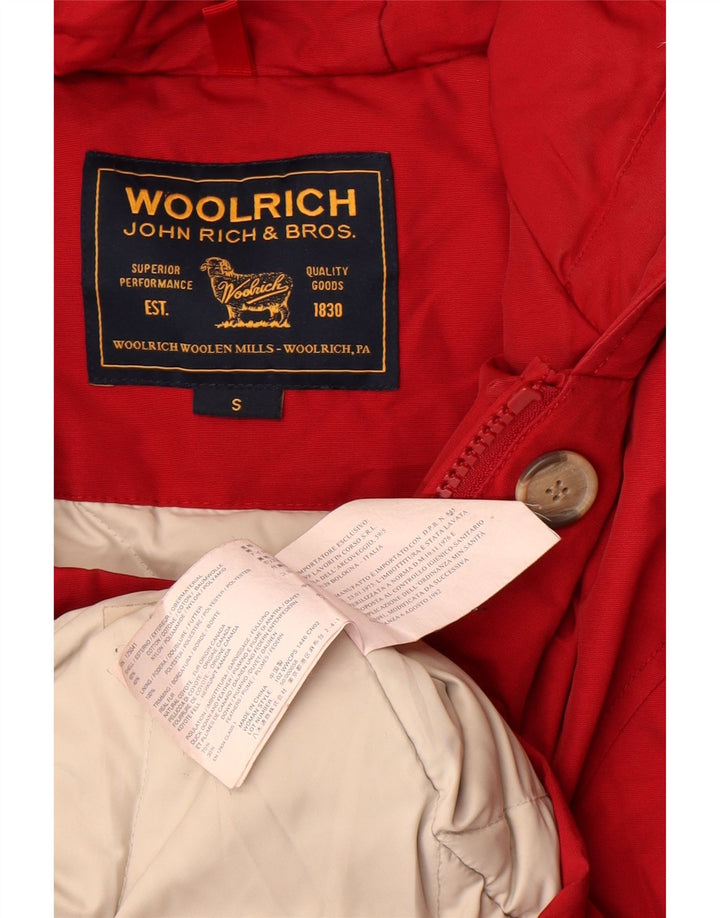 Woolrich Wattierte Damenjacke mit Kapuze, UK 10, Größe S, Rot, Baumwolle