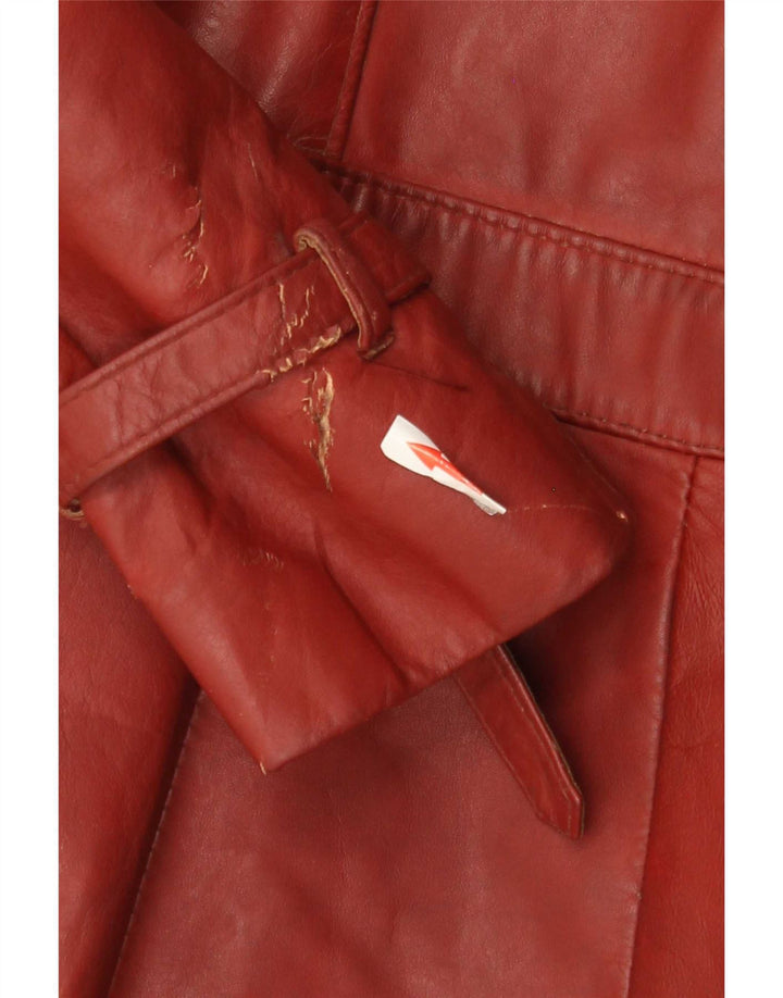 Opera Damen Ledermantel UK 10 Small Burgundy Classic