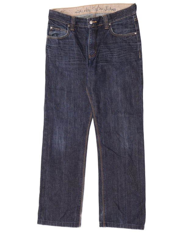 Calvin Klein Damen Straight Jeans W33 L31 Marineblau