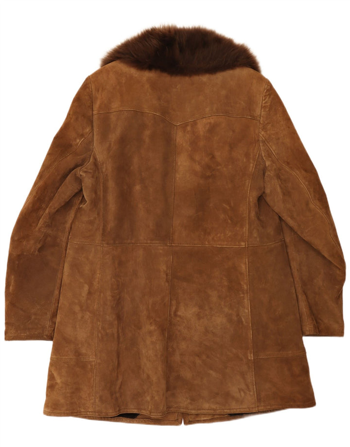 Vintage Herren Shearling Overcoat UK 38 Medium Beige Leder