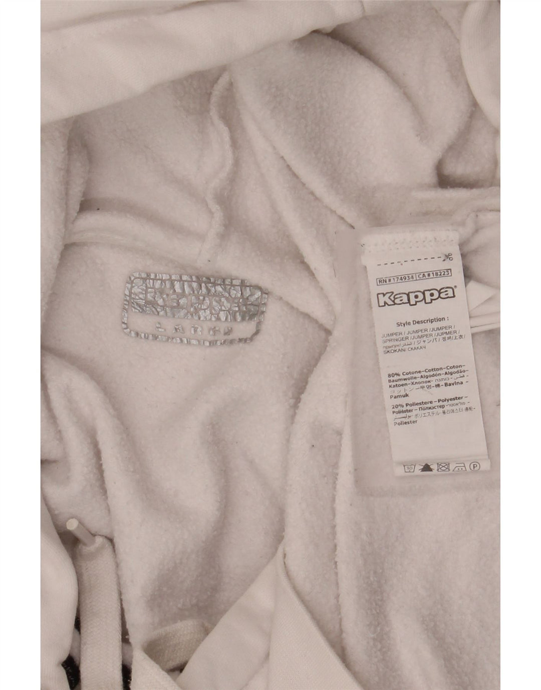 KAPPA Herren-Kapuzenpullover mit Grafik, groß, aus weißer Baumwolle