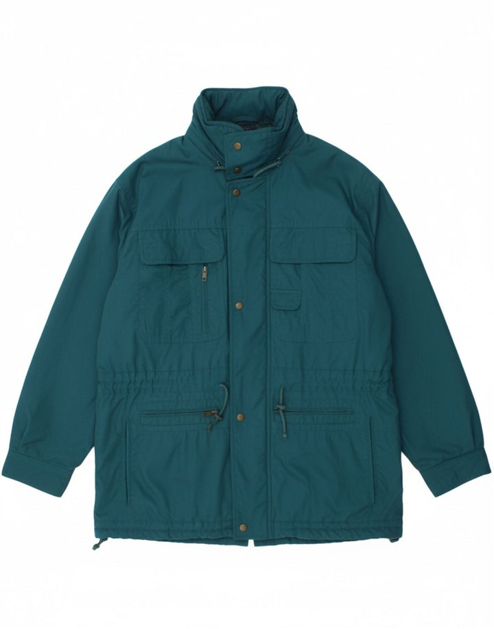 VINTAGE Mens Hooded Windbreaker Jacket UK 42 XL Green Polyester