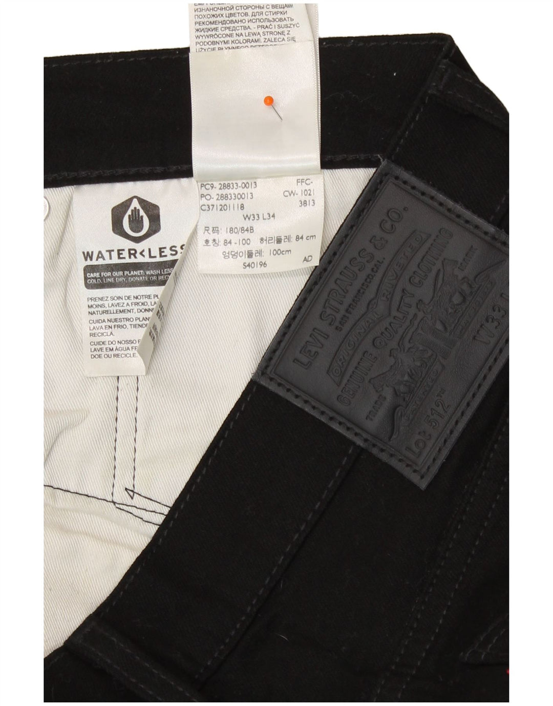 Levi's Herren 512 Slim Tapered Jeans W33 L31 Schwarze Baumwolle
