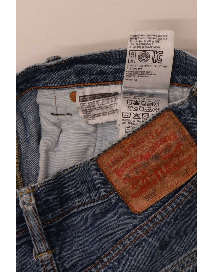 Levi's Herren 501 Distressed Straight Jeans W32 L32 Blaue Baumwolle