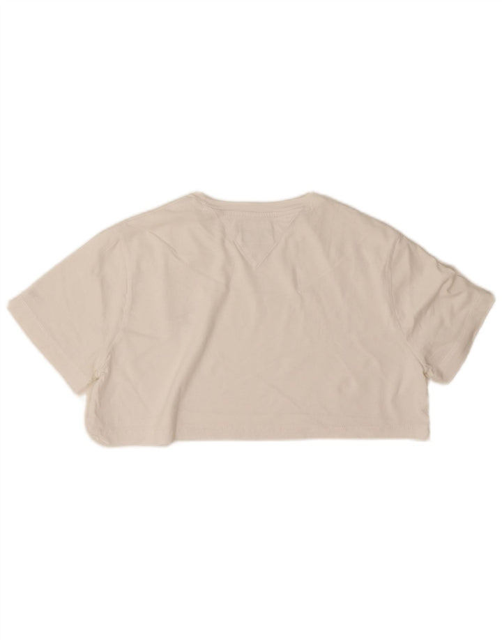 Tommy Hilfiger Damen Crop Graphic T-Shirt Top UK 14 Mittelweiß